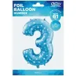 balon foliowy cyfra 3 gwiazdki niebieski godan 26 dgt