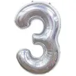 balon foliowy cyfra 3 holograficzna srebrny partypal 40 dgt