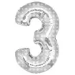 balon foliowy cyfra 3 kropki srebrny folat 34 dgt