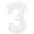 balon foliowy cyfra 3 metaliczny mat bialy folat 34 dgt