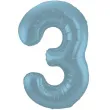 balon foliowy cyfra 3 metaliczny mat niebieski pastelowy folat 34 dgt