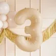 balon foliowy cyfra 3 pastel bezowy partydeco 34 dgt