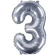 balon foliowy cyfra 3 srebrny partydeco 14 dgt