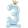 balon foliowy cyfra 3 stojaca blekitny partydeco 33 dgt