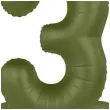 balon foliowy cyfra 3 stojaca oliwkowy folat 34 dgt