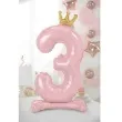balon foliowy cyfra 3 stojaca rozowa partydeco 33 dgt