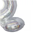 balon foliowy cyfra 3 stojaca srebrny holograficzny godan 28 dgt
