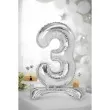 balon foliowy cyfra 3 stojaca srebrny partydeco 27 dgt