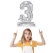 balon foliowy cyfra 3 stojaca srebrny partydeco 27 dgt