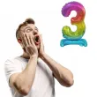 balon foliowy cyfra 3 stojaca teczowy godan 15 dgt