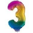 balon foliowy cyfra 3 teczowy funny fashion 16 dgt