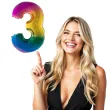 balon foliowy cyfra 3 teczowy funny fashion 40 dgt