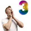 balon foliowy cyfra 3 teczowy funny fashion 40 dgt