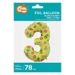 balon foliowy cyfra 3 unicorn party zolty godan 31 dgt