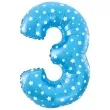 balon foliowy cyfra 3 w gwiazdki niebieski jix 18 dgt