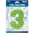 balon foliowy cyfra 3 zielone jabluszko partypal 39 dgt