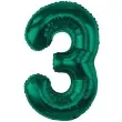 balon foliowy cyfra 3 zielony butelkowy godan 33 dgt