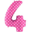 balon foliowy cyfra 4 groszki rozowy grabo 40 dgt