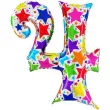 balon foliowy cyfra 4 gwiazdki holo betallic 40 dgt