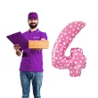 balon foliowy cyfra 4 serca rozowy jasny jix 18 dgt