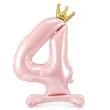balon foliowy cyfra 4 stojaca rozowy partydeco 33 dgt
