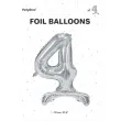 balon foliowy cyfra 4 stojaca srebrny partydeco 27 dgt