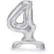 balon foliowy cyfra 4 stojaca srebrny partydeco 27 dgt