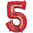 balon foliowy cyfra 5 czerwony amscan 34 dgt