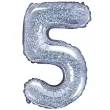 balon foliowy cyfra 5 holo srebrny partydeco 14 dgt