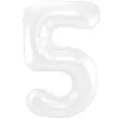 balon foliowy cyfra 5 metaliczny mat bialy folat 34 dgt