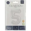 balon foliowy cyfra 5 metaliczny mat bialy folat 34 dgt