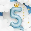 balon foliowy cyfra 5 stojaca blekitny partydeco 33 dgt