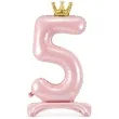 balon foliowy cyfra 5 stojaca rozowy partydeco 33 dgt