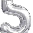 balon foliowy cyfra 5 stojaca srebrny godan 15 dgt