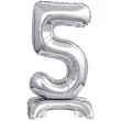 balon foliowy cyfra 5 stojaca srebrny godan 15 dgt