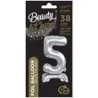 balon foliowy cyfra 5 stojaca srebrny godan 15 dgt