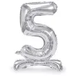 balon foliowy cyfra 5 stojaca srebrny partydeco 27 dgt