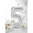 balon foliowy cyfra 5 stojaca srebrny partydeco 27 dgt