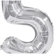 balon foliowy cyfra 5 stojaca srebrny partydeco 27 dgt