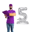 balon foliowy cyfra 5 stojaca srebrny partydeco 27 dgt