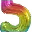 balon foliowy cyfra 5 stojaca teczowy godan 15 dgt