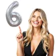balon foliowy cyfra 6 holograficzna srebrny partypal 40 dgt
