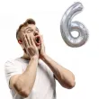 balon foliowy cyfra 6 holograficzna srebrny partypal 40 dgt
