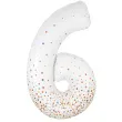 balon foliowy cyfra 6 holograficzne grochy bialy oaktree 34 dgt