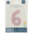 balon foliowy cyfra 6 metaliczny mat rozowy pastelowy folat 34 dgt