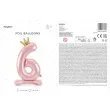 balon foliowy cyfra 6 stojaca rozowy partydeco 33 dgt