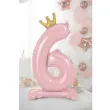 balon foliowy cyfra 6 stojaca rozowy partydeco 33 dgt