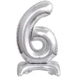 balon foliowy cyfra 6 stojaca srebrny godan 15 dgt