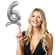 balon foliowy cyfra 6 stojaca srebrny godan 29 dgt
