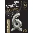 balon foliowy cyfra 6 stojaca srebrny godan 29 dgt
